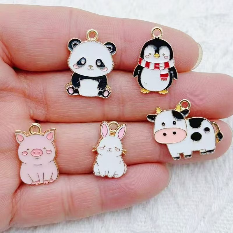Event Party - 10 個漫画ペンギンパンダ DIY 韓国版キーホルダーペンダントネックレスペンダント合金ドリップオイルジュエリーアクセサリー