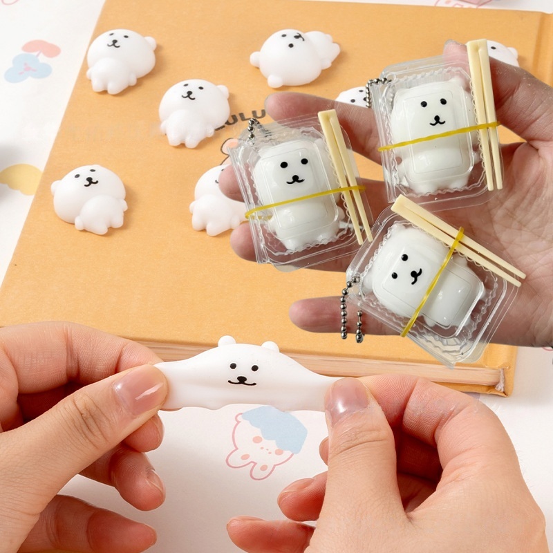 Party Favor Bag - ランチボックス スクイーズ ジョークベア かわいいスクイーズおもちゃバッグ キュートキーペンダント 握って押す減圧おもちゃ