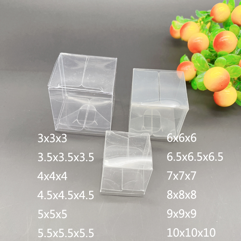 Event Party Box - 3〜10cmの透明なプラスチック製ギフトボックス,100個,透明なPVC製,パーソナライズされたジュエリー収納ボックス