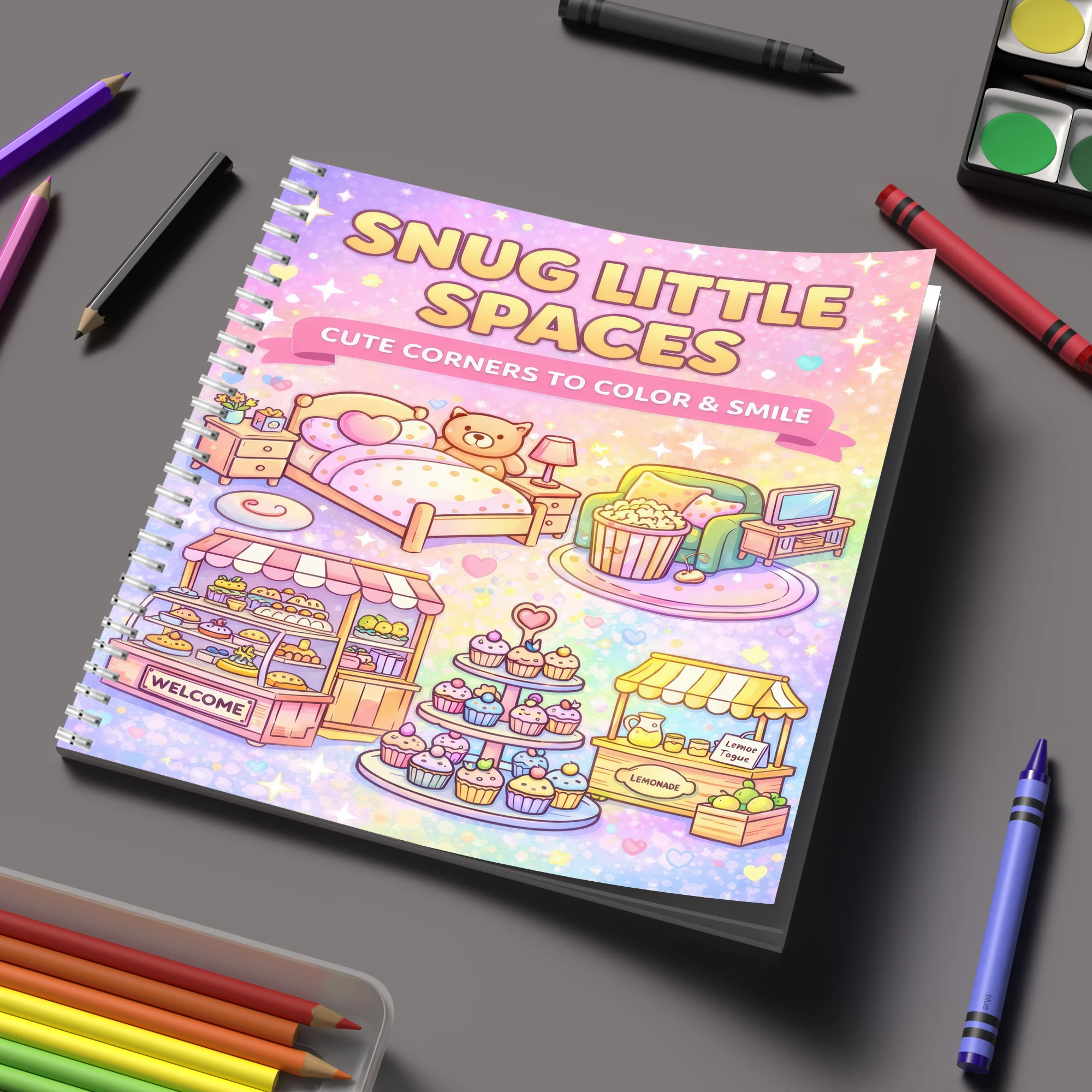 Event Supplies - 塗り絵ブック リトルスペース 大人向け塗り絵ブック、誕生日プレゼント、新学期用品、大人向けのかわいい描画ブック