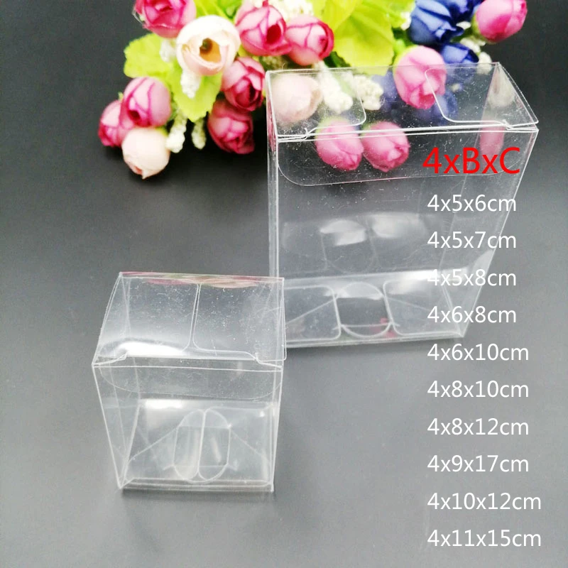 Event Party Box - 透明な収納ボックス,長方形のプラスチックボックス,透明なPVCギフトボックス,クリスマスキャンディー包装,結婚式のミニギフトボックス,4x bxc,50個