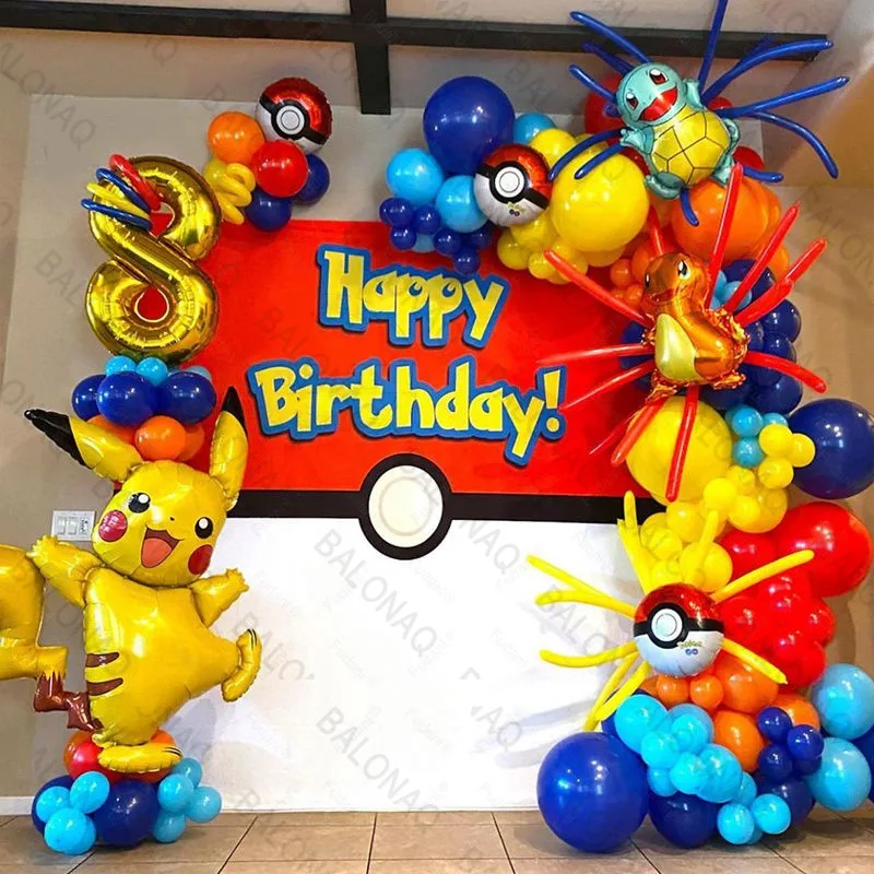Balloon Arch Kit - 84個入り ピカチュウ パーティーバルーン ガーランドアーチキット ポケモンテーマ 誕生日パーティー飾り付け用品