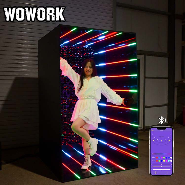 Event Party Box - WOWORK卸売メタル製取り外し可能ミラートンネルフォトブース、パーティー、プロム、イベントの背景装飾用ウォークインボックス