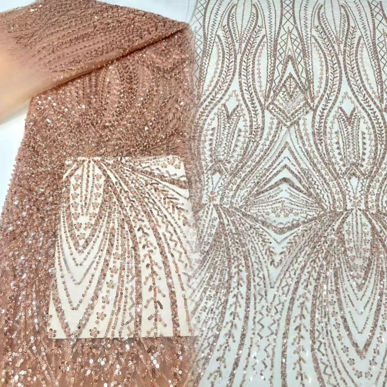 Glitter Tablecloth - アフリカレース生地スパンコールビーズ刺繍新郎ナイジェリアブライダル高品質フレンチチュールレース生地ウェディングドレス用