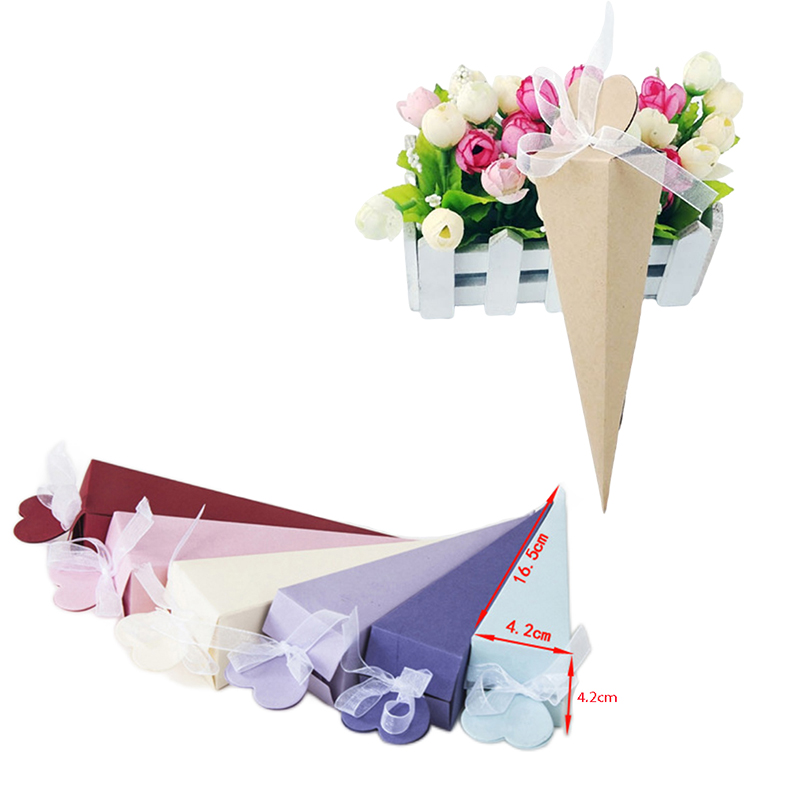 Cotton Candy Cone - 10/20/50個アイスクリームコーンウェディングキャンディボックスギフトボックス包装箱リボン結婚式誕生日クリスマスパーティーの装飾