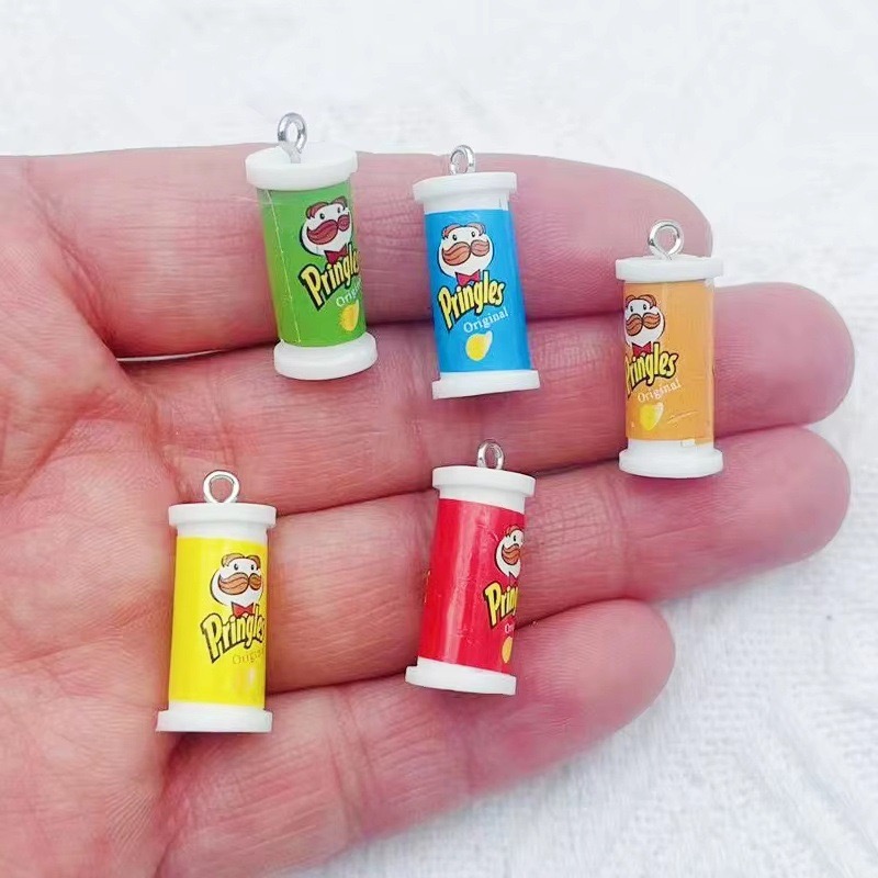 Event Party - 10個入り シミュレーション3Dバケツ型ポテトチップススナック樹脂ペンダント DIYジュエリーアクセサリー イヤリング キーホルダー ヘアアクセサリー