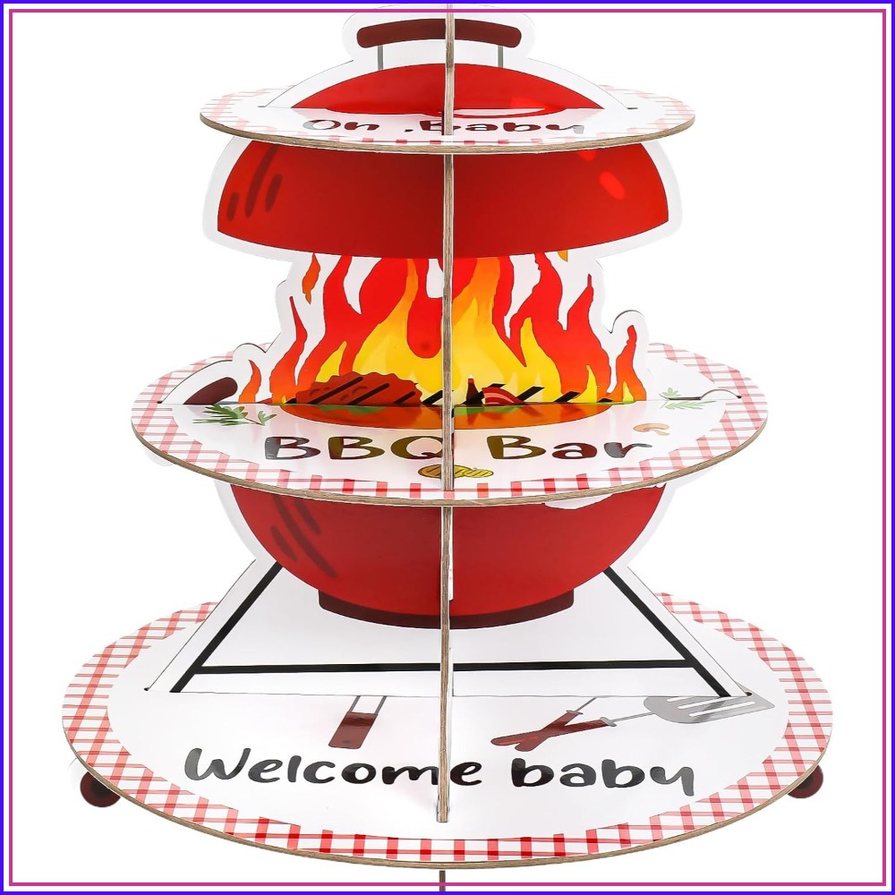 Cupcake Stand Tier - 3段式ペーパーケーキスタンド（バーベキュー、ベビーシャワー用）- カップケーキタワー（8～12個のカップケーキ用）- 誕生日、ピクニック、パーティーに最適