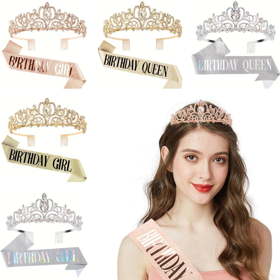 2個セット キラキララインストーンクリスタルクラウンティアラ - Birthday Sash Glitter のレビューと価格