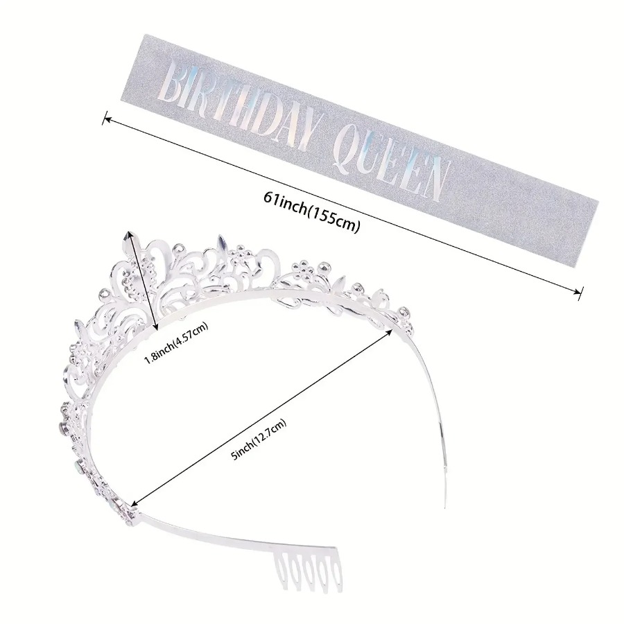 2個セット キラキララインストーンクリスタルクラウンティアラ - Birthday Sash Glitter のレビューと価格
