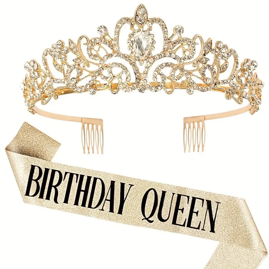 2個セット キラキララインストーンクリスタルクラウンティアラ - Birthday Sash Glitter のレビューと価格