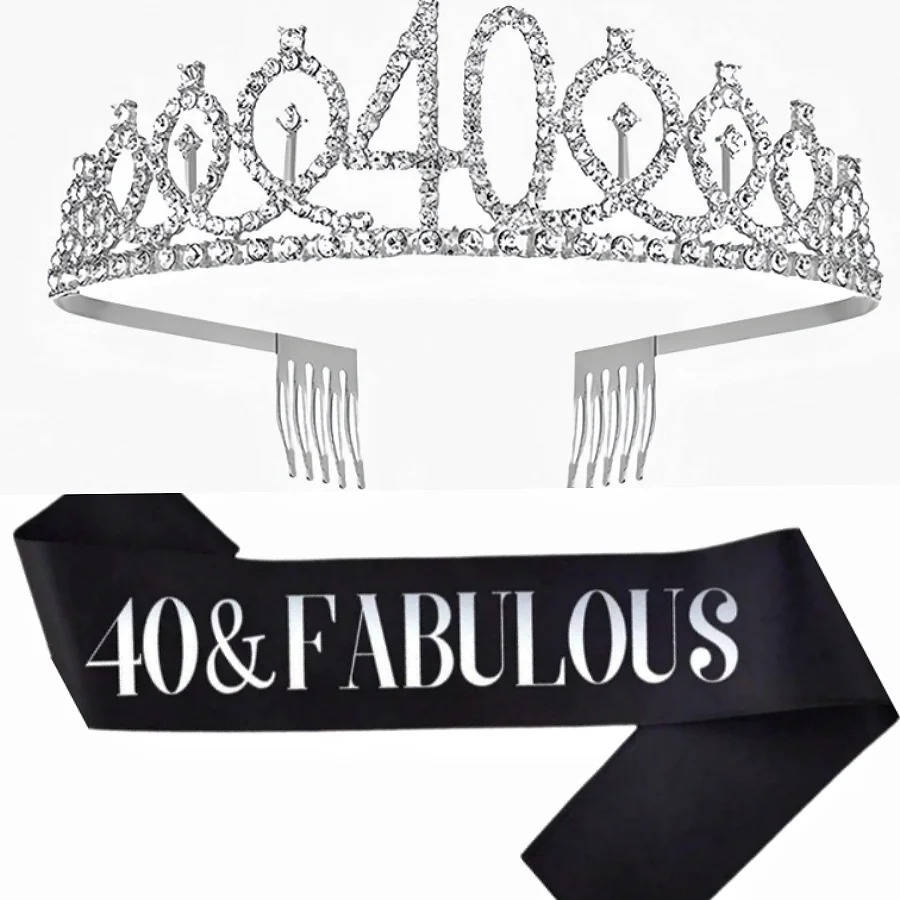 グリッターシルバーバースデーティアラクラウンサッシュ女性女の - Birthday Sash Glitter のレビューと価格