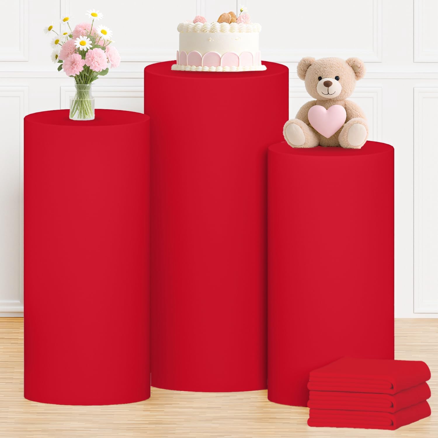 Yeele レッドシリンダースタンドカバー背景幕誕生日結婚式 - Dessert Table Backdrop のレビューと価格