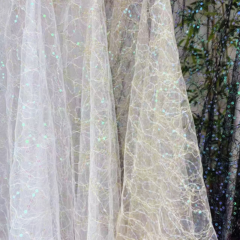 4色展開 フレンチチュール イブニングパーティードレス素材  - Glitter Tablecloth のレビューと価格