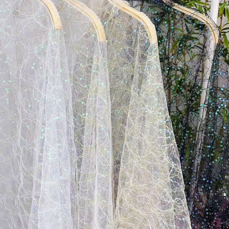 4色展開 フレンチチュール イブニングパーティードレス素材  - Glitter Tablecloth のレビューと価格