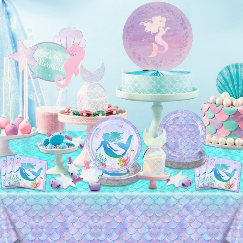 マーメイドテーブルクロス - マーメイド誕生日デコレーション - Table Cloth Disposable のレビューと価格