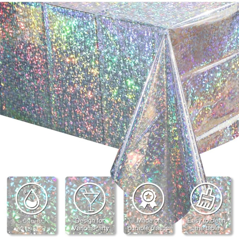 1PC 使い捨てテーブルクロス PE 防水フラッシュレーザー - Table Cloth Disposable のレビューと価格