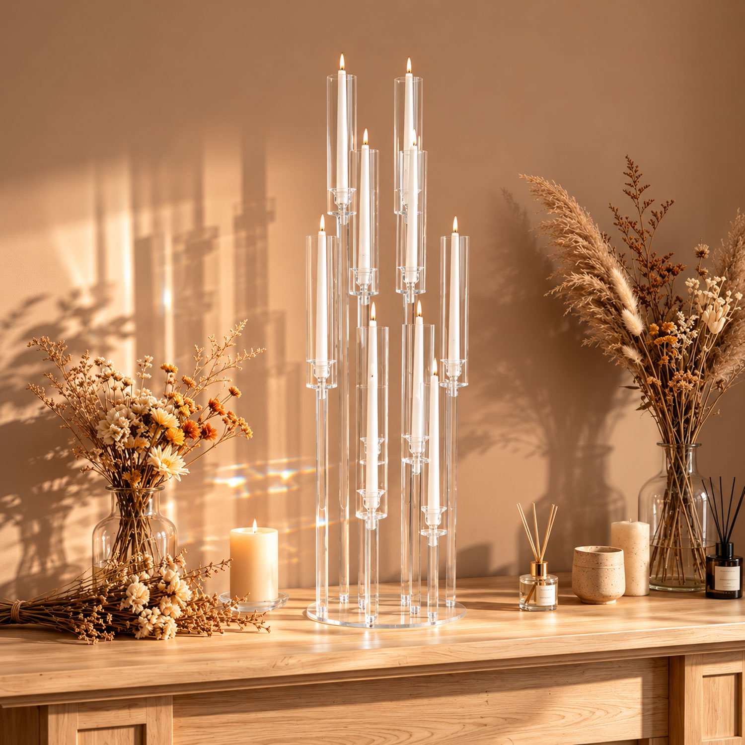 10アームアクリル製燭台センターピース、高さ37.7インチの - Centerpiece Stick のレビューと価格