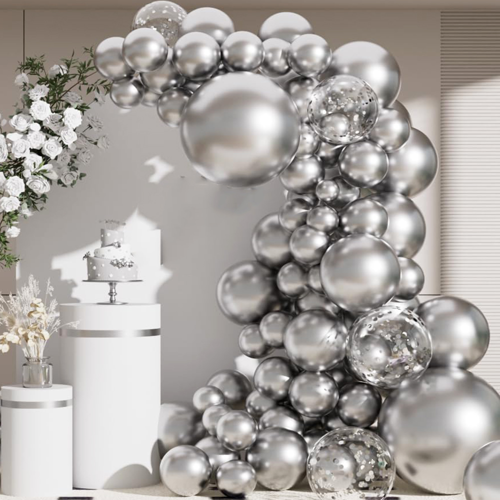 68個入り メタリックシルバーバルーンガーランドアーチキット - Balloon Arch Kit のレビューと価格