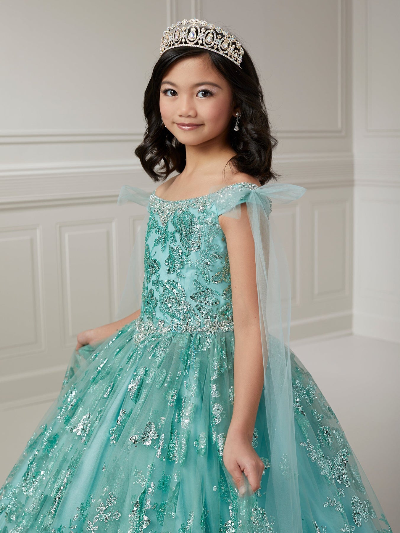 ゴージャスなフラワーガールドレスグリーングリッタースパンコー - Birthday Sash Glitter のレビューと価格