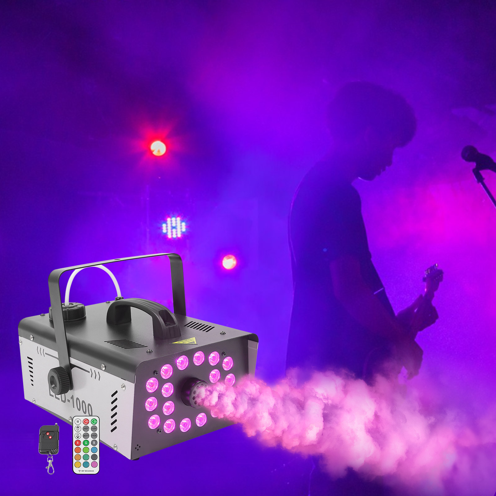 スモークマシン 1000W 18 LED ステージフォグマシ - Event Party Dj のレビューと価格