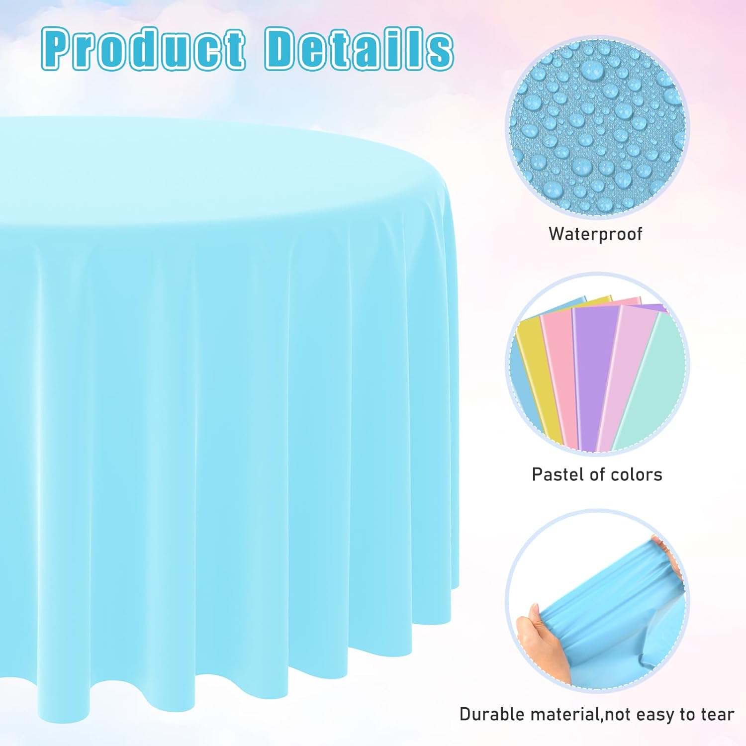 パーティーの装飾用の使い捨ての丸いプラスチックテーブルクロス - Table Cloth Disposable のレビューと価格