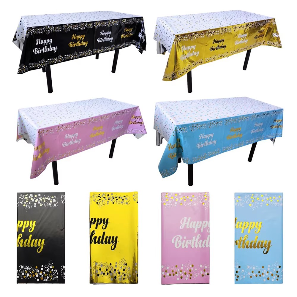 ハッピーバースデー使い捨てテーブルクロス ドットスター柄 長 - Table Cloth Disposable のレビューと価格
