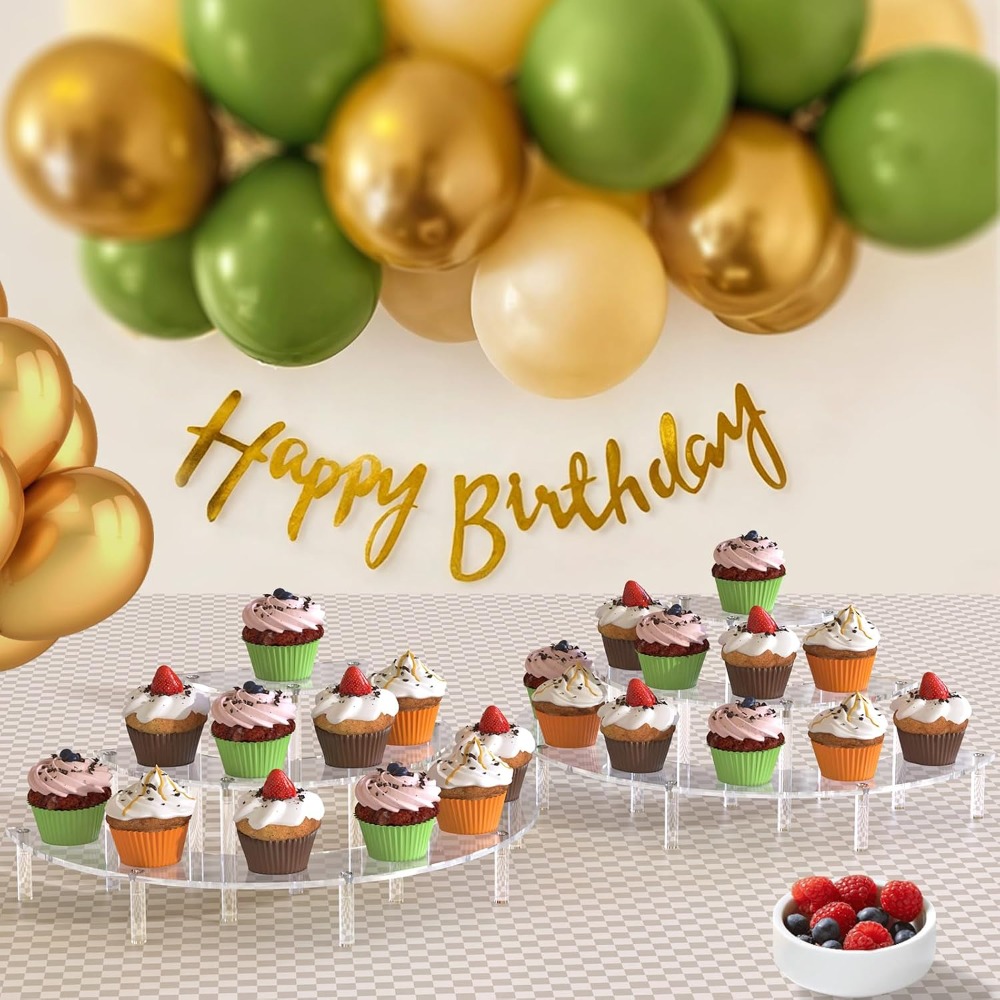 3段アクリルディスプレイライザー2個パック、ハーフムーンカッ - Cupcake Stand Tier のレビューと価格