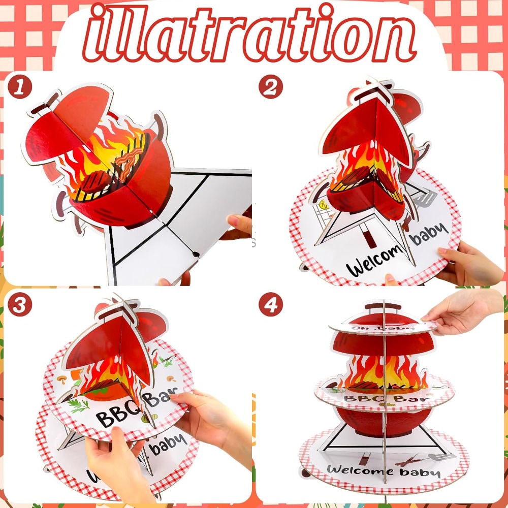 3段式ペーパーケーキスタンド（バーベキュー、ベビーシャワー用 - Cupcake Stand Tier のレビューと価格