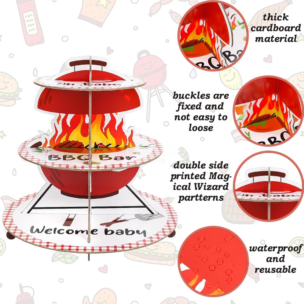 3段式ペーパーケーキスタンド（バーベキュー、ベビーシャワー用 - Cupcake Stand Tier のレビューと価格